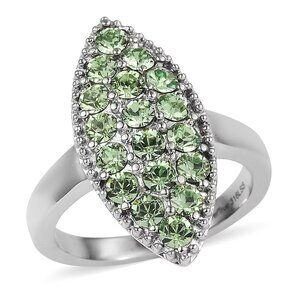 NEW - Light Green Color Swarovski Crystal Celestial Fern Ring in Stainless Steel